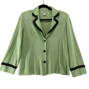 Exclusively Misook Green Button Front Jacket‎ Sz Medium